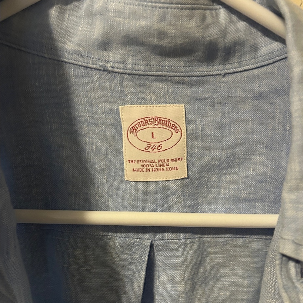 Brooks Brothers Light Blue Linen Men's Shirt - Classic 346 Style